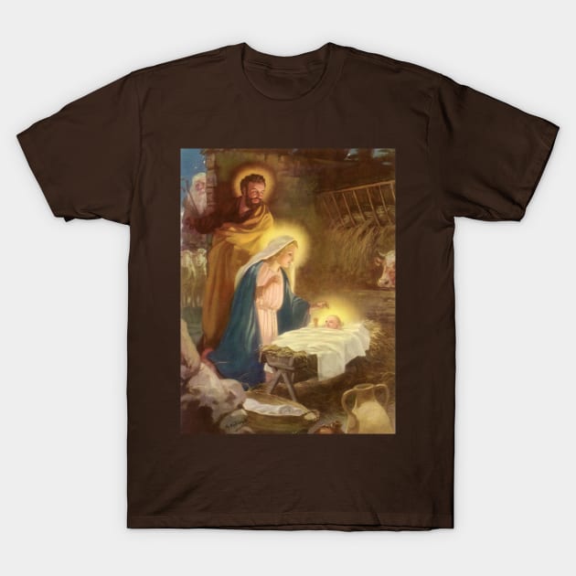 Vintage Christmas Nativity Scene T-Shirt by MasterpieceCafe